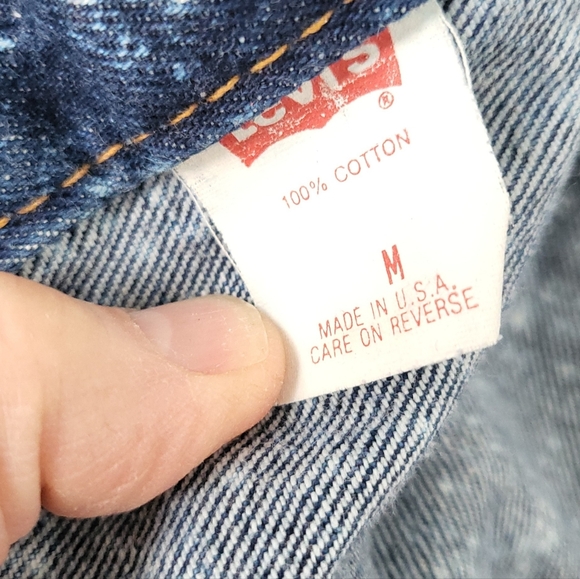 Vintage 80's Levi's Galactic Spotted 4 Pocket Frayed Denim Vest M - Picture 11 of 16